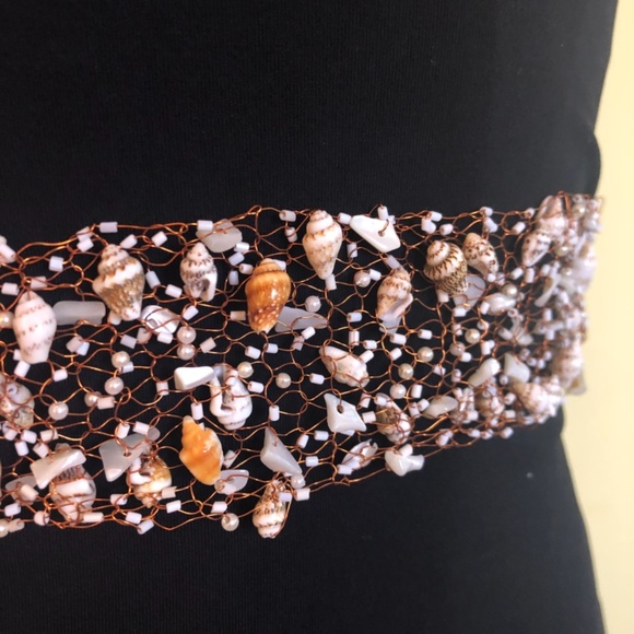 NWOT Copper Hand Woven Sea Shell Belt with Ties - Picture 3 of 16